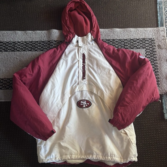 Reebok Other - Vtg 90s NFL San Francisco 49ers Parka Jacket Reebok Men Size Large Ivory Red